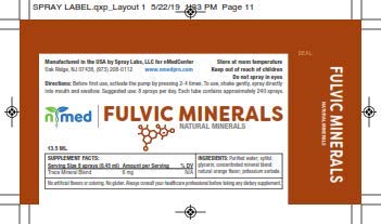 Etiqueta del spray NMED minerales fulvicos