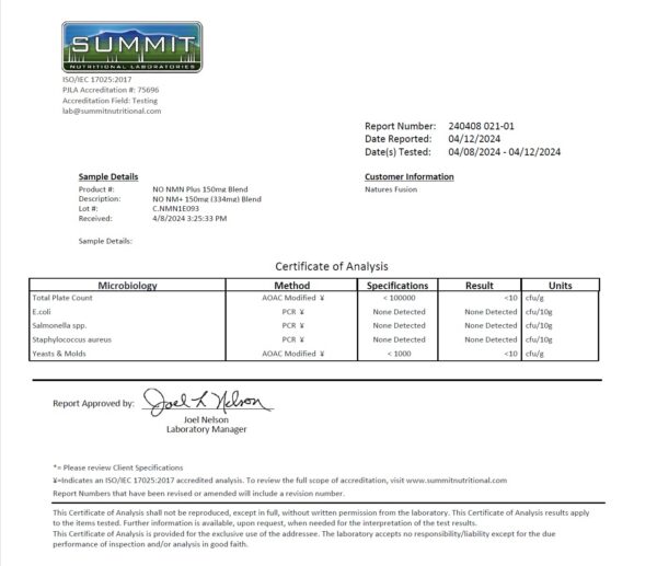Version 1.0.0 Frasco NMN con etiqueta visible