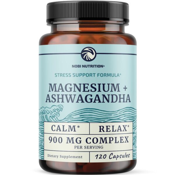 Nobi Nutrition Magnesium Ashwagandha botella 120 cápsulas