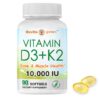 NoMiLu Vitamina D3 + K2 - Botella de 90 Softgels