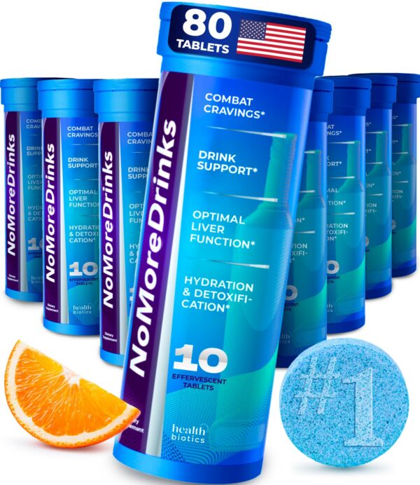 NoMoreDrinks suplemento anti antojo alcohol botella y caja