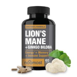 Version 1.0.0 Botella de cápsulas de NooMost Lion's Mane con Ginkgo Biloba