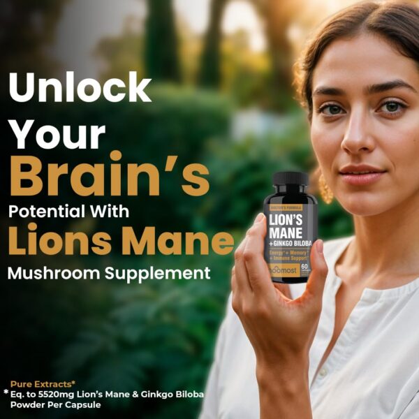 Envase de NooMost Lion's Mane con información nutricional