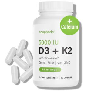 Noophoric Vitamina D3 K2 5000 IU 60 cápsulas suplemento