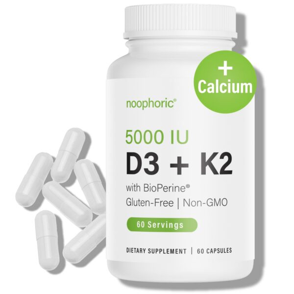 Noophoric Vitamina D3 K2 5000 IU 60 cápsulas suplemento