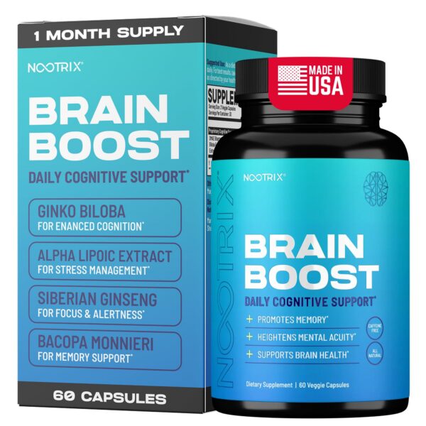 Frasco de Nootrix Brain Boost con etiqueta