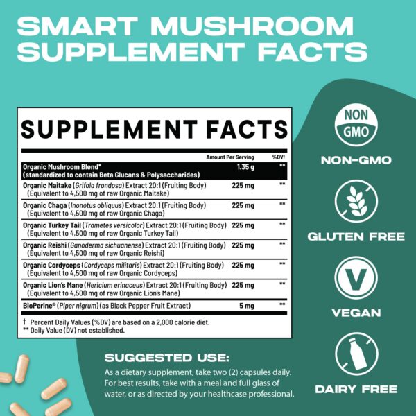 Cápsulas del suplemento Nootrix Smart Mushrooms para enfoque y energía