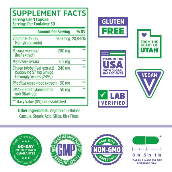 Nootrópico con ingredientes premium para concentración y claridad