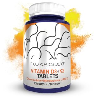 Version 1.0.0 Caja y etiqueta de Nootropics Depot D3+K2