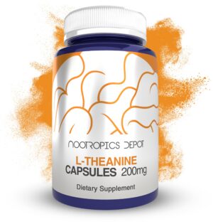 Frasco de cápsulas L-Theanine 200 mg de Nootropics Depot