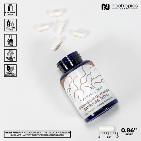 Magnesium glycinate capsules in bottle