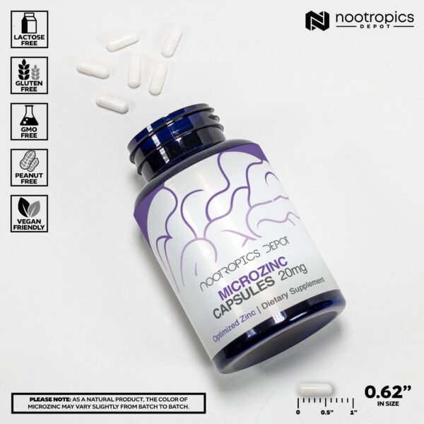 Frasco de MicroZinc con etiqueta