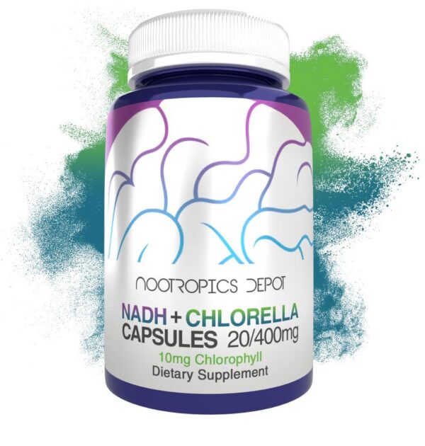 Nootropics Depot NADH y Chlorella cápsulas 400mg frasco