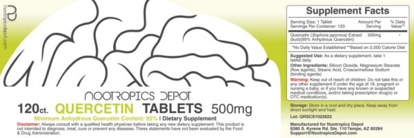 Tabletas Quercetina 500 mg Nootropics Depot