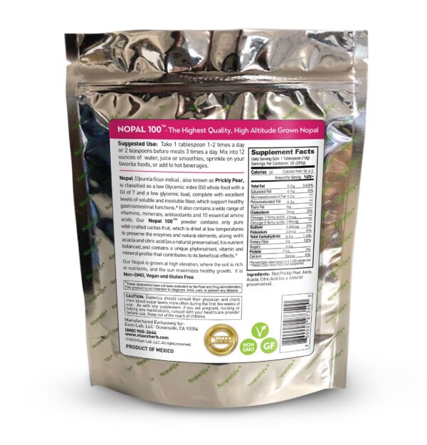 Nopal rojo polvo Maxx Herb detalle bolsa