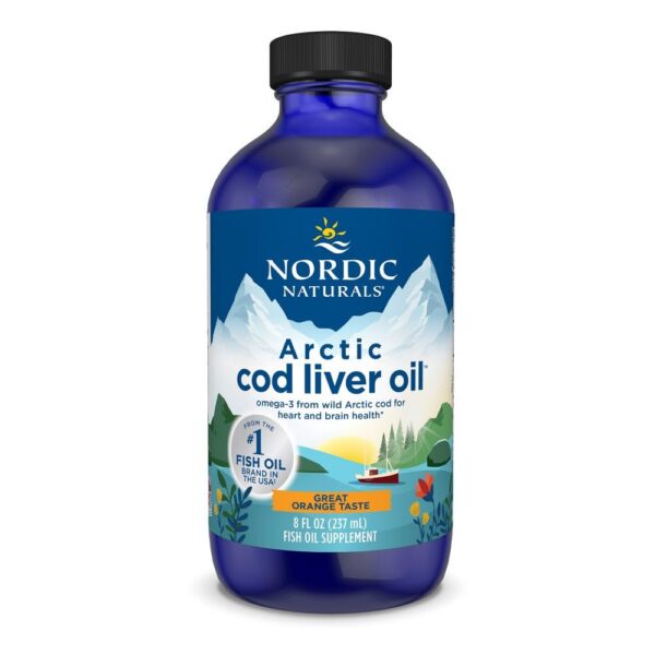 Frasco de Nordic Naturals Arctic Cod Liver Oil naranja