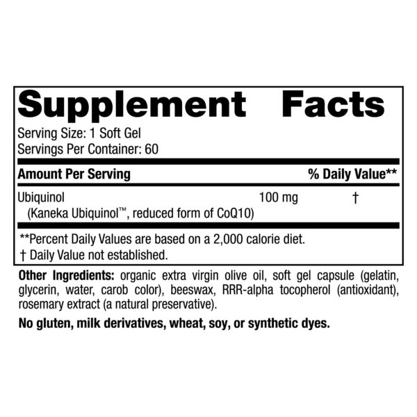 Detalle de etiqueta de producto CoQ10 ubiquinol
