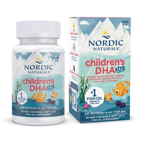Version 1.0.0 Lata de Nordic Naturals DHA Xtra para niños Berry Punch