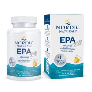 Frasco de Nordic Naturals EPA Xtra limón con cápsulas blandas