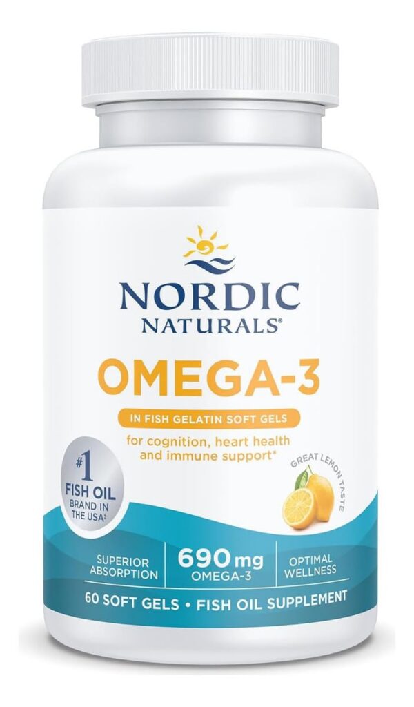 Frasco de Omega-3 con sabor limón