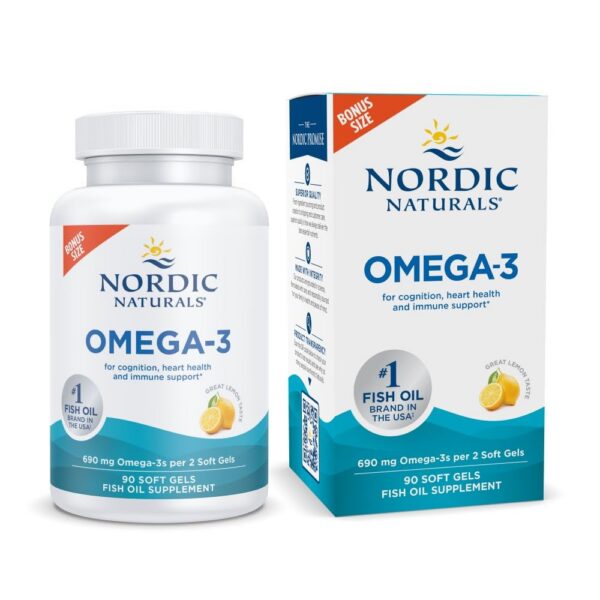 Frasco de Nordic Naturals Omega-3 sabor limón