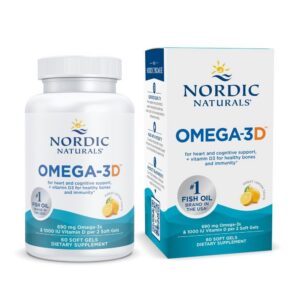 Frasco de Nordic Naturals Omega-3D con etiqueta