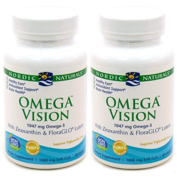 Version 1.0.0 Nordic Naturals Omega Vision etiqueta y cápsulas