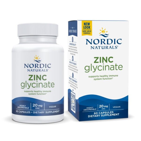 Frente del envase Nordic Naturals zinc glicinato