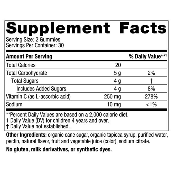 Detalle de gomitas de vitamina C Tangy Tangerine