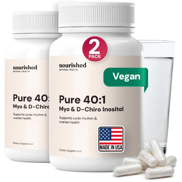 Frente del envase Nourished 40:1 Myo-Inositol & D-Chiro Inositol
