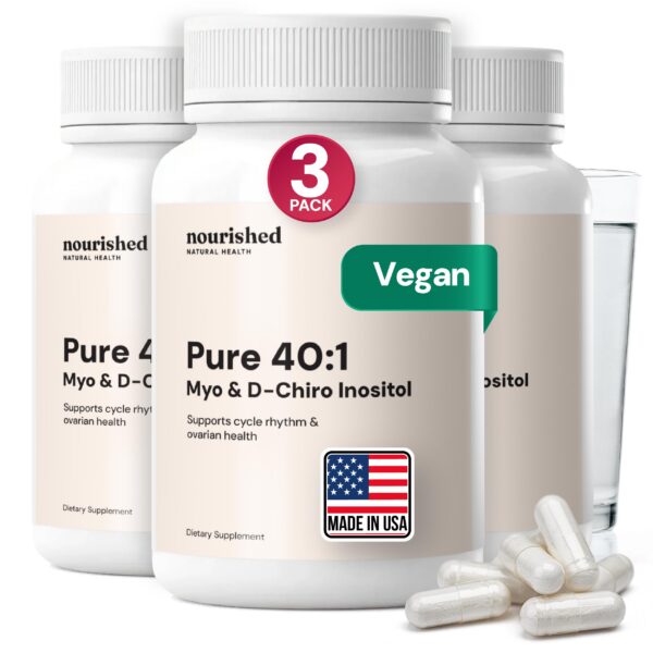 Frasco Nourished Inositol con etiqueta frontal