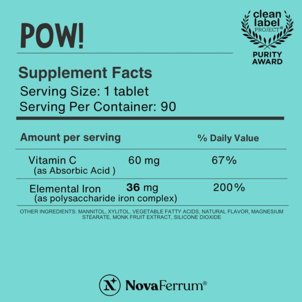 Etiqueta de producto NovaFerrum Pow hierro 36 mg