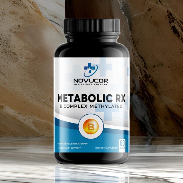 Frasco y etiqueta de Novucor B Complex metilado