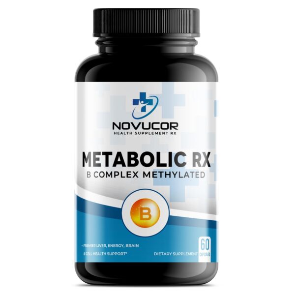 Frente de la botella Novucor B Complex metilado