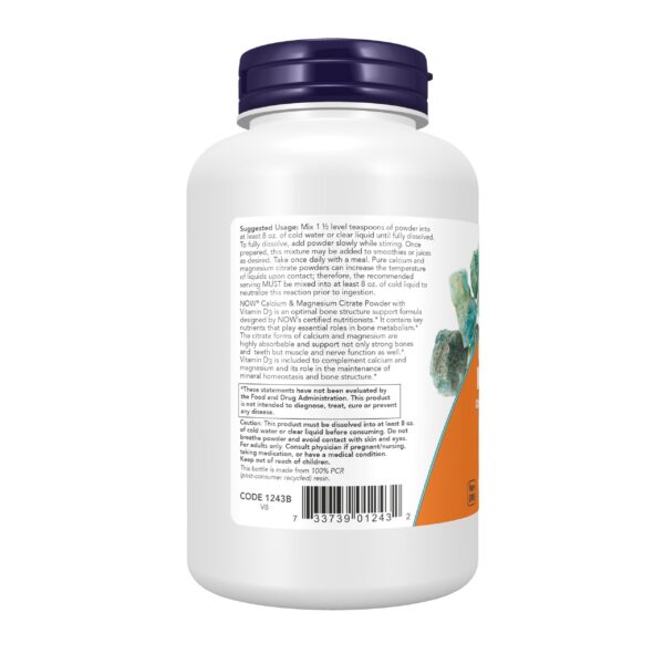 Medidor de polvo NOW Calcium & Magnesium Citrate