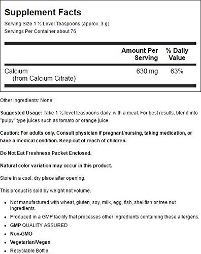 NOW Foods Calcium Citrate etiqueta lateral