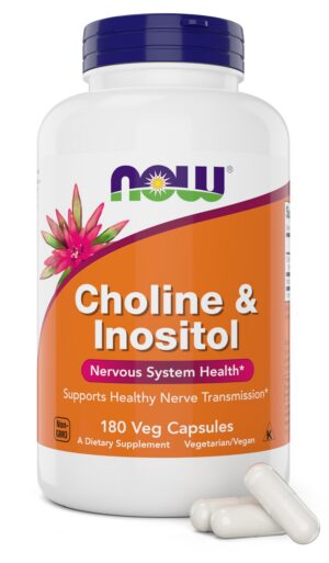 Frasco NOW Choline & Inositol 180 cápsulas vegetarianas