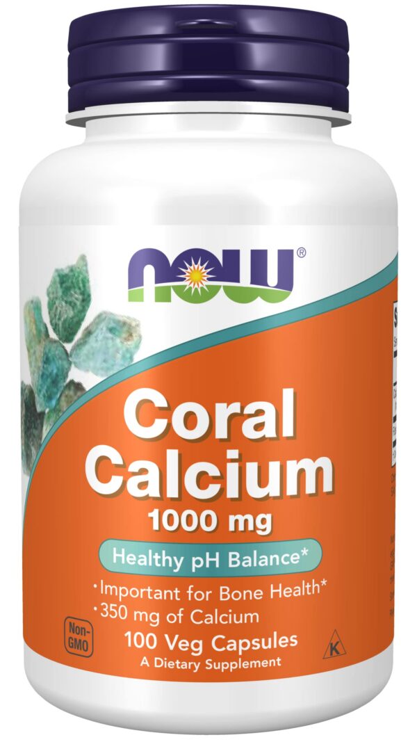 NOW Coral Calcium 1000 mg cápsulas frasco frontal