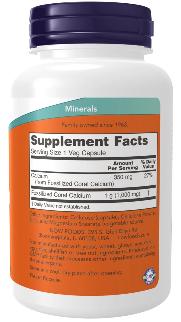 NOW Coral Calcium 1000 mg cápsulas etiqueta