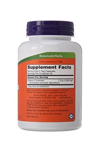 NOW Cordyceps 750 mg etiqueta