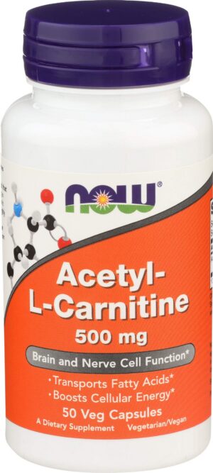 Frasco NOW Foods acetil-l-carn 500 mg