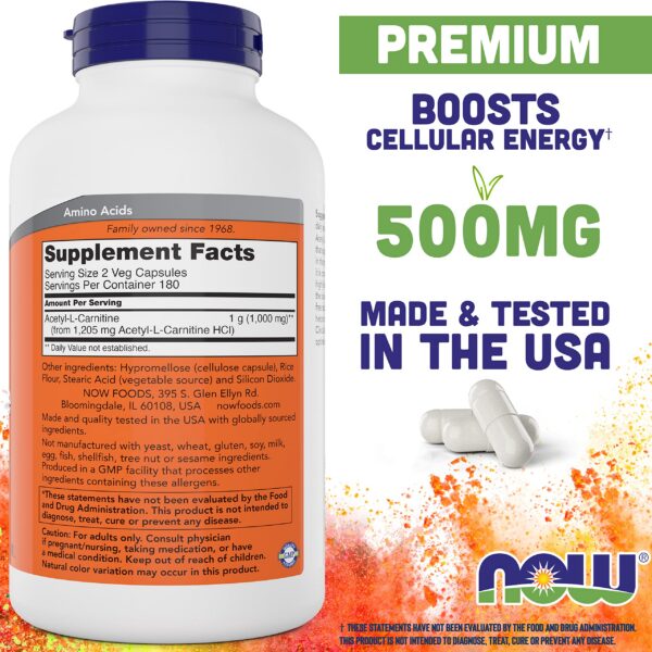 Etiqueta frontal NOW Foods ACL 500 mg
