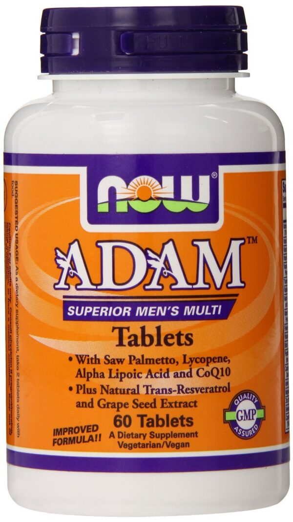 Frontal de NOW Foods ADAM Tabletas para Hombres 60 Tabletas