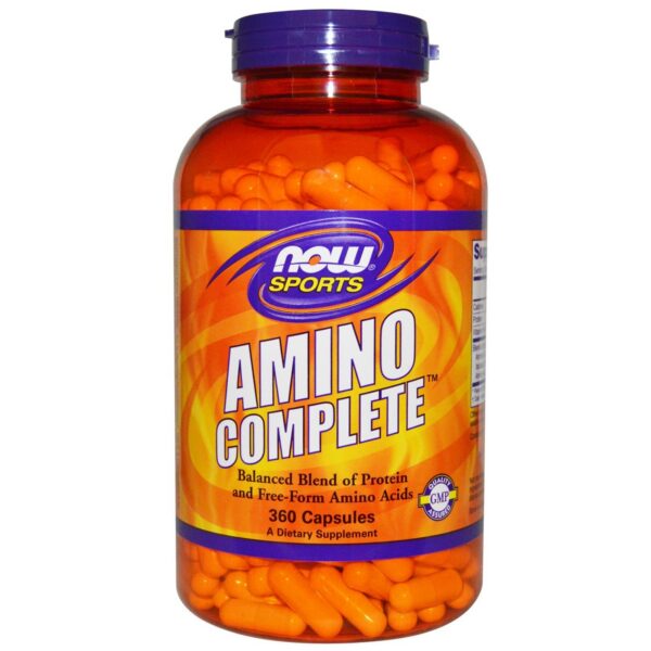 Botella NOW Foods Amino Complete 360 cápsulas suplemento