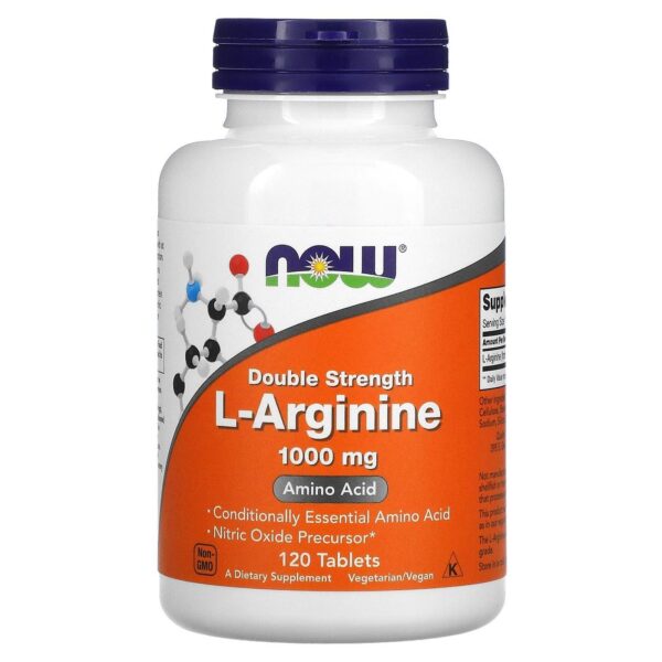 Envase frontal Arginina 1000 mg NOW Foods