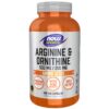 NOW Foods Arginina Ornitina cápsulas frente al frasco