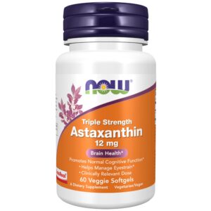 Frente de NOW Foods Astaxantina triple fuerza 12 mg