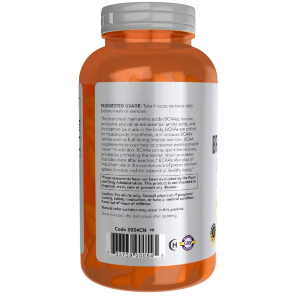 Version 1.0.0 Etiqueta posterior de NOW Foods BCAA