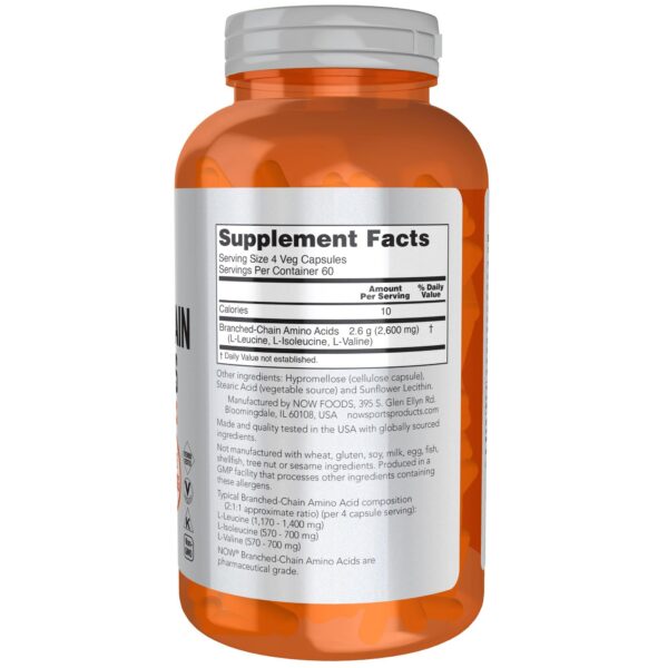 Frente del envase NOW Foods BCAA