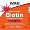 Detalle de cápsulas NOW Foods Biotin 10 mg